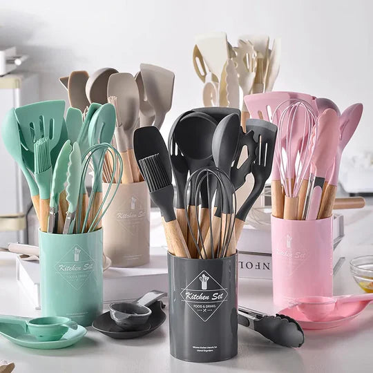 Silicone Non-Stick Cookware Kitchen Utensils 12pc Set